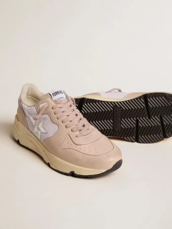 Damen-Laufsohle aus Mesh und Nubukleder mit silbernem Metallic-Lederstern