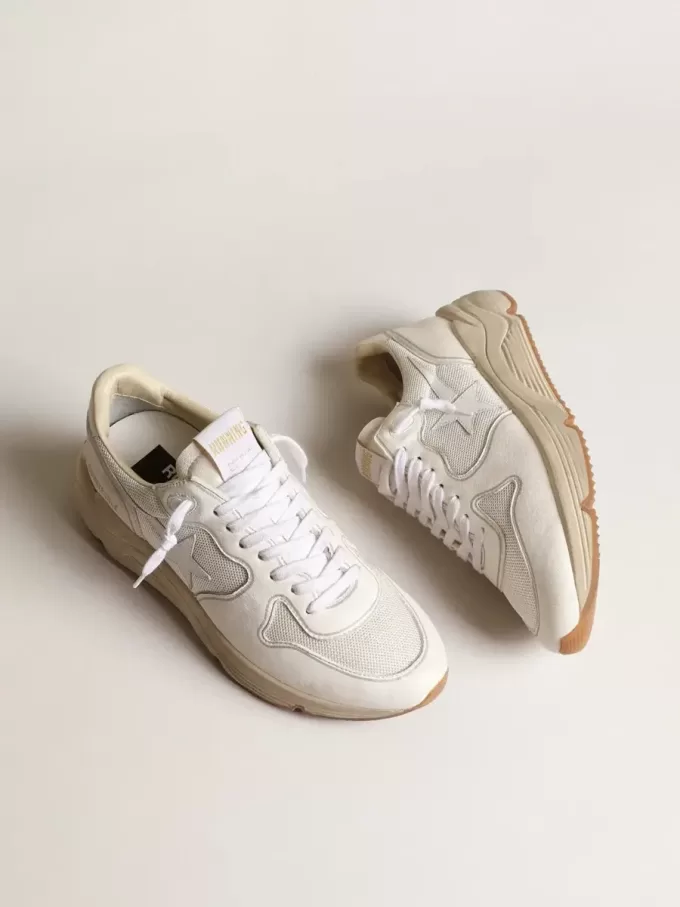 Damen-Laufsohle aus Mesh und weißem Nappa