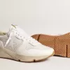 Damen-Laufsohle aus Mesh und weißem Nappa