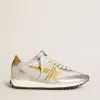 Damen-Marathon mit silbernem Ripstop-Nylon-Obermaterial und goldenem Stern Damen-Marathon mit silbernem Ripstop-Nylon-Obermaterial und goldenem Stern