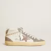 Damen Mid Star aus Nappa und Wildleder mit hellbraunem Metallic-Lederstern Damen Mid Star aus Nappa und Wildleder mit hellbraunem Metallic-Lederstern