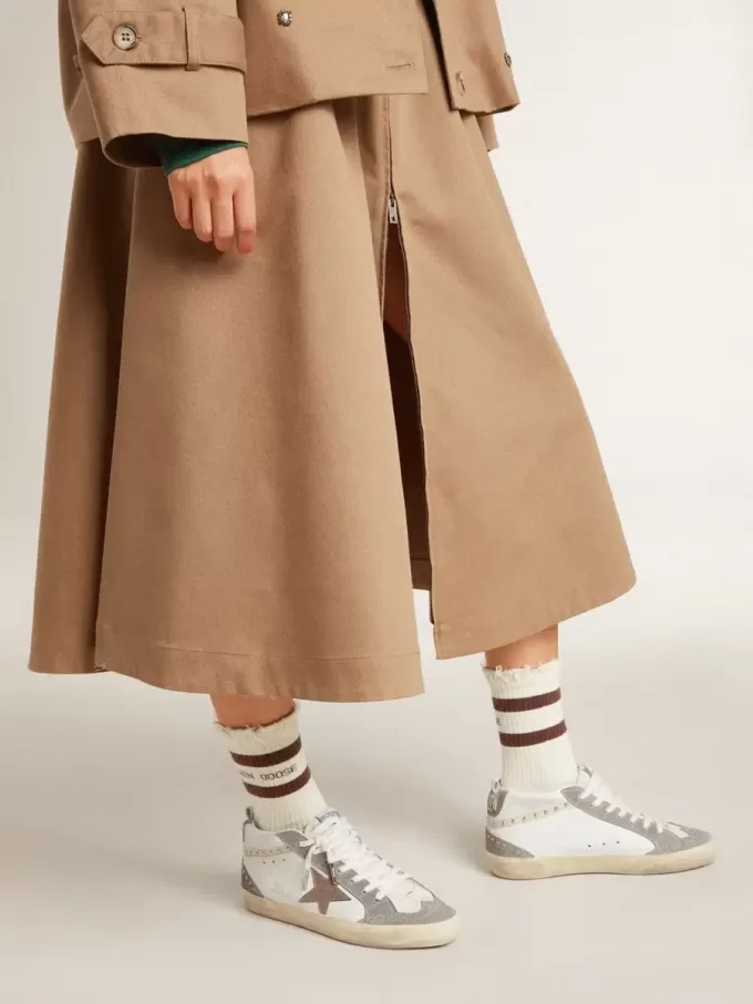 Damen Mid Star aus Nappa und Wildleder mit hellbraunem Metallic-Lederstern Damen Mid Star aus Nappa und Wildleder mit hellbraunem Metallic-Lederstern