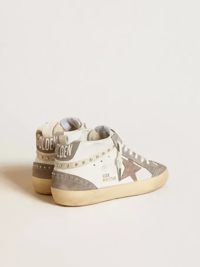 Damen Mid Star aus Nappa und Wildleder mit hellbraunem Metallic-Lederstern Damen Mid Star aus Nappa und Wildleder mit hellbraunem Metallic-Lederstern