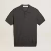 Herren-Polohemd mit kurzen Ärmeln aus grauer Merinowolle Herren-Polohemd mit kurzen Ärmeln aus grauer Merinowolle