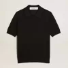 Damen-Poloshirt aus schwarzer Merinowolle Damen-Poloshirt aus schwarzer Merinowolle