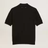 Damen-Poloshirt aus schwarzer Merinowolle Damen-Poloshirt aus schwarzer Merinowolle