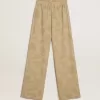 Damen-Pyjama-Hose aus beigem Jacquard mit Blumenmuster Damen-Pyjama-Hose aus beigem Jacquard mit Blumenmuster