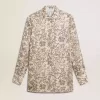 Damen-Pyjamahemd aus Seidenmischung mit Blumenprint