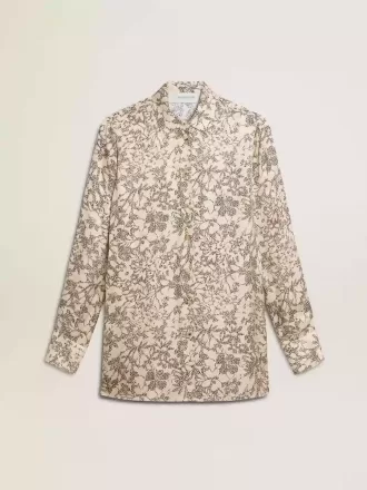 Damen-Pyjamahemd aus Seidenmischung mit Blumenprint