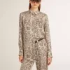 Damen-Pyjamahemd aus Seidenmischung mit Blumenprint