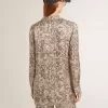 Damen-Pyjamahemd aus Seidenmischung mit Blumenprint