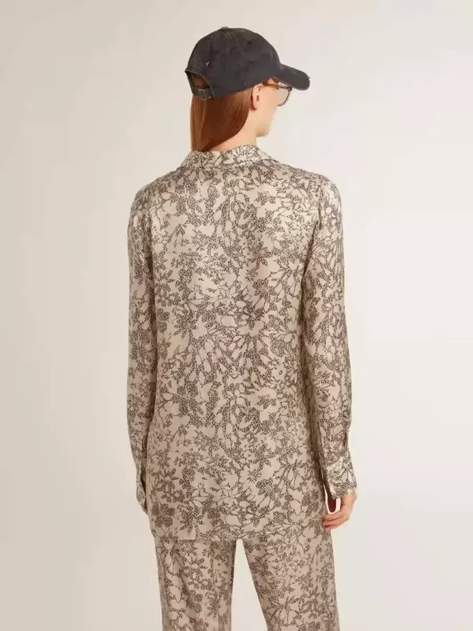 Damen-Pyjamahemd aus Seidenmischung mit Blumenprint