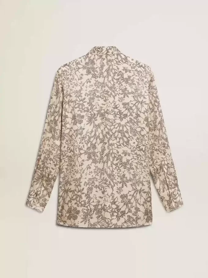 Damen-Pyjamahemd aus Seidenmischung mit Blumenprint