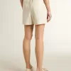 Damen-Shorts aus Wollmischung mit weißen und grauen Nadelstreifen