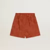 Damen-Shorts aus ziegelrotem Jacquard mit maritimem Blumenmuster