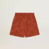 Damen-Shorts aus ziegelrotem Jacquard mit maritimem Blumenmuster