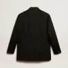 Damen-Smokingjacke aus schwarzer Wollgabardine Damen-Smokingjacke aus schwarzer Wollgabardine