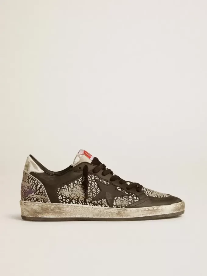 Damen-Sneaker „Ball Star” aus Leder mit Elefantenprint und schwarzem Lederstern Damen-Sneaker „Ball Star” aus Leder mit Elefantenprint und schwarzem Lederstern