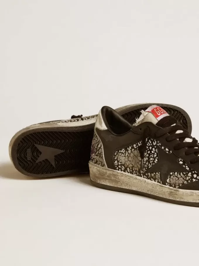Damen-Sneaker „Ball Star” aus Leder mit Elefantenprint und schwarzem Lederstern Damen-Sneaker „Ball Star” aus Leder mit Elefantenprint und schwarzem Lederstern