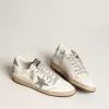 Damen-Sneaker „Ball Star” aus Nappaleder mit weißem Stern und glitzernder Fersenlasche