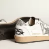 Damen-Sneaker „Ball Star” aus Nappaleder mit weißem Stern und glitzernder Fersenlasche