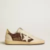 Damen-Sneaker „Ball Star” in Glitzeroptik mit Lederstern und metallischer Lederlasche am Fersenbereich
