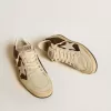 Damen-Sneaker „Ball Star” in Glitzeroptik mit Lederstern und metallischer Lederlasche am Fersenbereich
