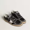 Damen-Sneaker „Ball Star” in Glitzeroptik mit Lederstern und metallischer Lederlasche am Fersenbereich