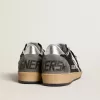 Damen-Sneaker „Ball Star” in Glitzeroptik mit Lederstern und metallischer Lederlasche am Fersenbereich