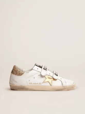 Damen-Sneaker Old School mit goldenem Stern aus laminiertem Leder