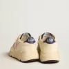 Damen-Sneaker „Running Sole” aus Nappaleder mit rosa Lederstern und blauer Lederlasche am Fersenbereich