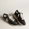 Damen-Sneaker „Running Sole” aus schwarzem Nappaleder und Wildleder Damen-Sneaker „Running Sole” aus schwarzem Nappaleder und Wildleder