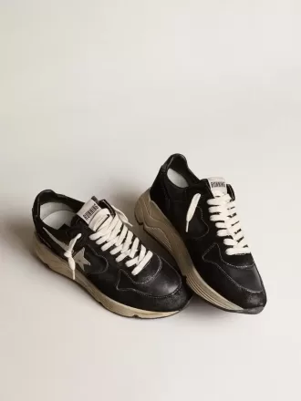 Damen-Sneaker „Running Sole” aus schwarzem Nappaleder und Wildleder