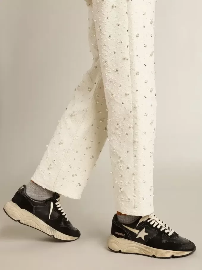 Damen-Sneaker „Running Sole” aus schwarzem Nappaleder und Wildleder Damen-Sneaker „Running Sole” aus schwarzem Nappaleder und Wildleder