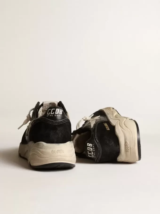 Damen-Sneaker „Running Sole” aus schwarzem Nappaleder und Wildleder Damen-Sneaker „Running Sole” aus schwarzem Nappaleder und Wildleder