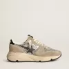 Damen-Sneaker „Running Sole” in Silberglitzer und taubengrauem Wildleder Damen-Sneaker „Running Sole” in Silberglitzer und taubengrauem Wildleder