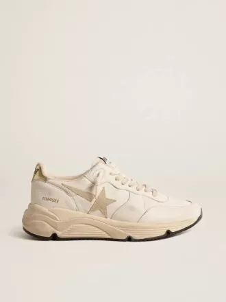Damen-Sneaker „Running Sole LTD” aus Nappaleder mit Stern aus Wildleder und goldener Fersenlasche