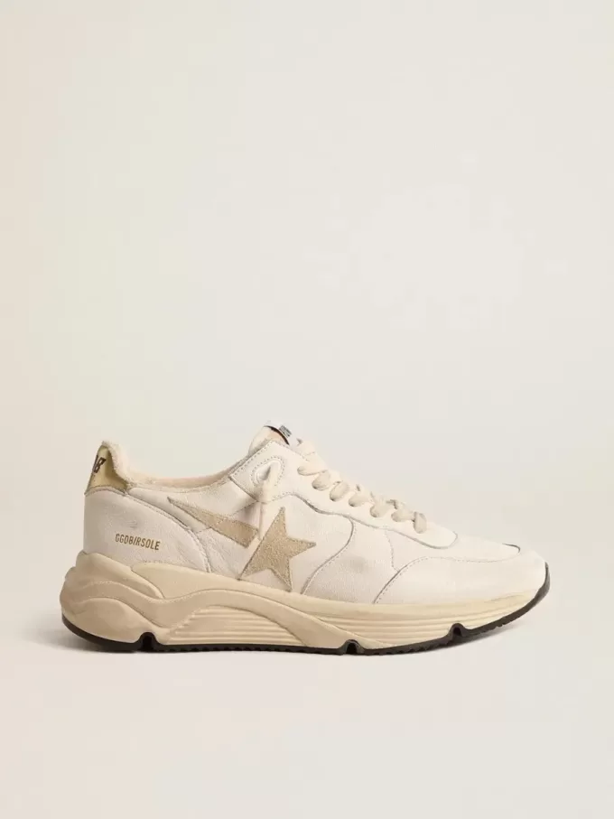 Damen-Sneaker „Running Sole LTD” aus Nappaleder mit Stern aus Wildleder und goldener Fersenlasche