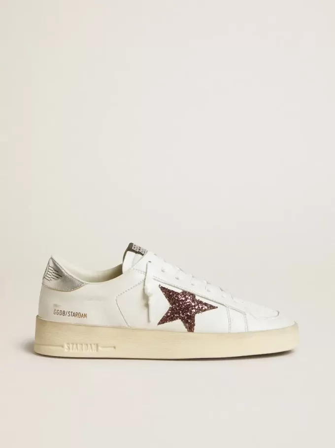 Damen-Sneaker „Stardan” aus Nappaleder mit Glitzerstern und Fersenlasche aus Metallic-Leder