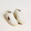 Damen-Sneaker „Stardan” aus Nappaleder mit Glitzerstern und Fersenlasche aus Metallic-Leder