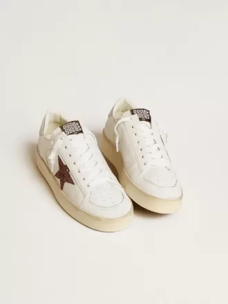 Damen-Sneaker „Stardan” aus Nappaleder mit Glitzerstern und Fersenlasche aus Metallic-Leder