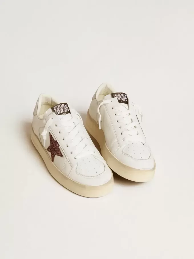 Damen-Sneaker „Stardan” aus Nappaleder mit Glitzerstern und Fersenlasche aus Metallic-Leder