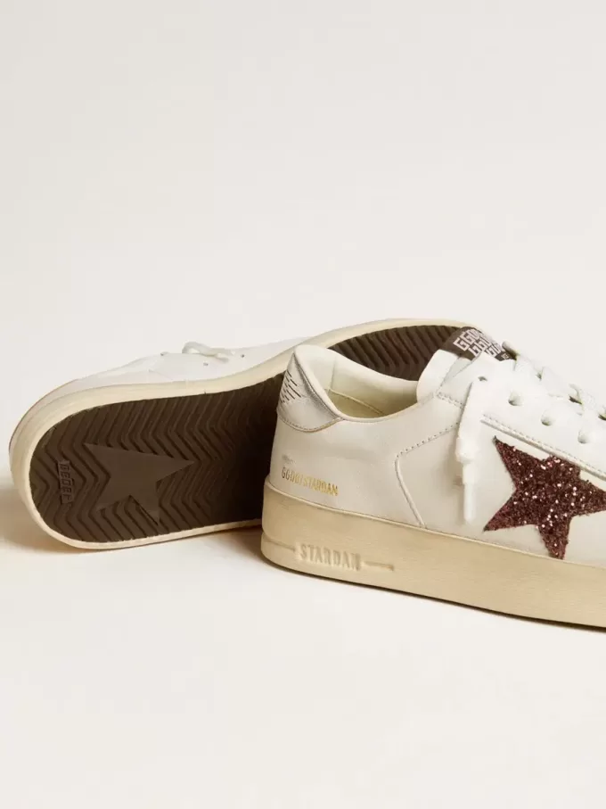 Damen-Sneaker „Stardan” aus Nappaleder mit Glitzerstern und Fersenlasche aus Metallic-Leder