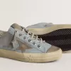 Damen-Sneaker V-Star aus hellblauem Canvas mit taubengrauem Lederstern Damen-Sneaker V-Star aus hellblauem Canvas mit taubengrauem Lederstern