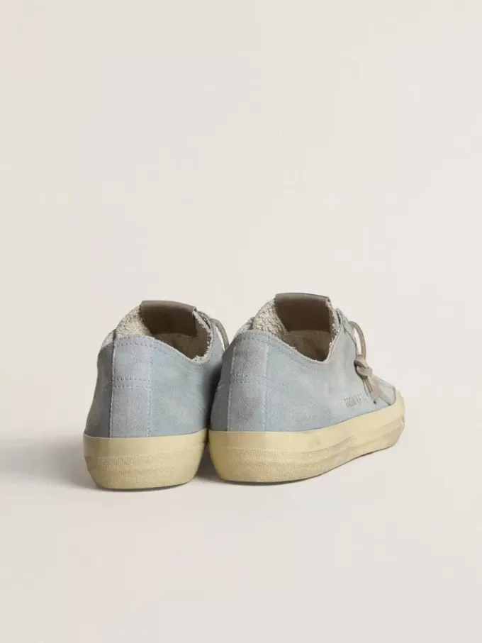 Damen-Sneaker V-Star aus hellblauem Canvas mit taubengrauem Lederstern Damen-Sneaker V-Star aus hellblauem Canvas mit taubengrauem Lederstern