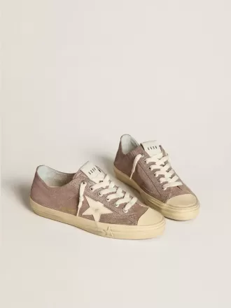 Damen-Sneaker „V-Star” aus hellbraunem Metallic-Wildleder mit cremefarbenem Lederstern