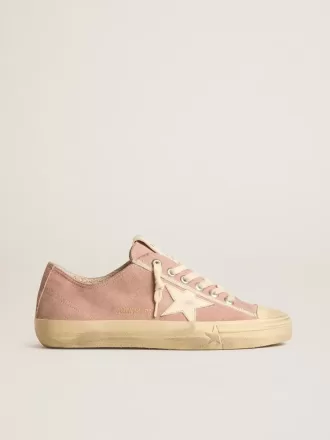 Damen-Sneaker V-Star aus rosa Wildleder mit cremefarbenem Lederstern
