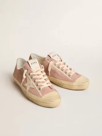 Damen-Sneaker V-Star aus rosa Wildleder mit cremefarbenem Lederstern