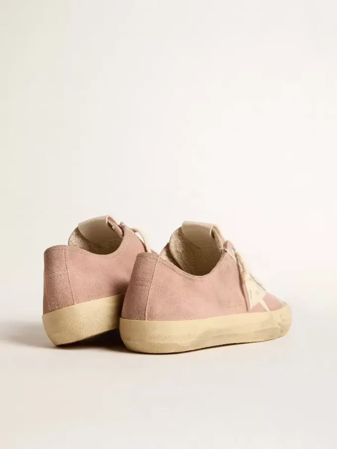 Damen-Sneaker V-Star aus rosa Wildleder mit cremefarbenem Lederstern