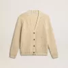 Damen-Strickjacke aus Baumwolle mit Stickerei auf der Vorderseite